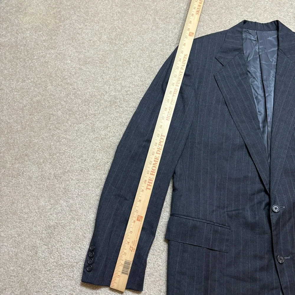 Vtg Polo By Ralph Lauren Blazer Mens 42 Gray Wool Pinstripe Suit Jacket 80s